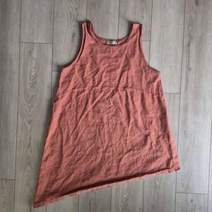 Blue Fish Orange Hemp Cotton Asymmetrical Hem Plus Size Dress